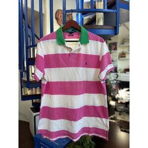 Ralph Lauren Pink/Green Stripe Polo XL  – Kanye Inspired